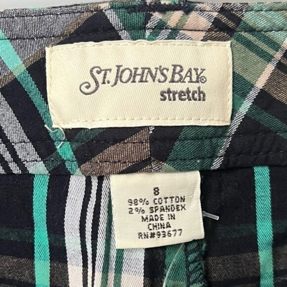 St. John’s Bay-Women’s Plaid Classic Flat Front Shorts-Multicolored. Size:8. NWT - Picture 3 of 9